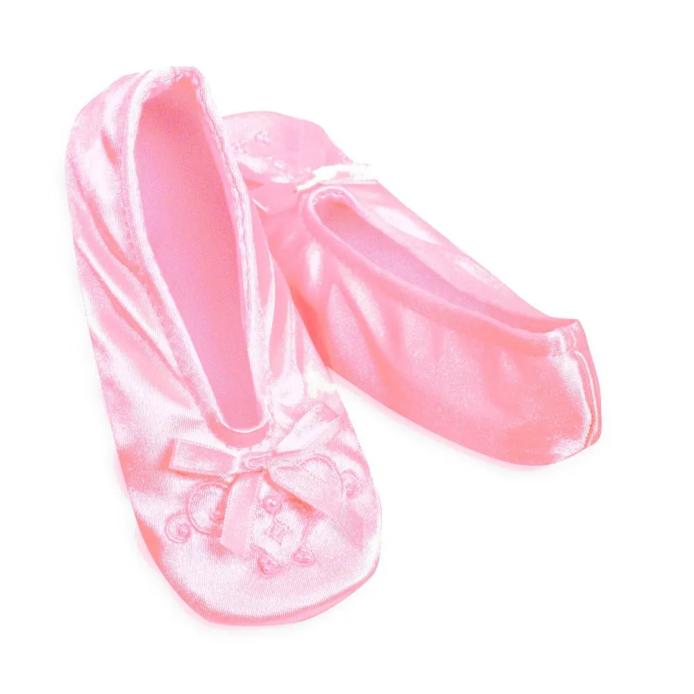 Girl’s Satin Pearl Ballerina Slippers