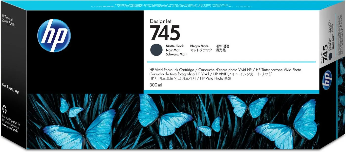 Hp 745 300-Ml Matte Black Ink Cartri