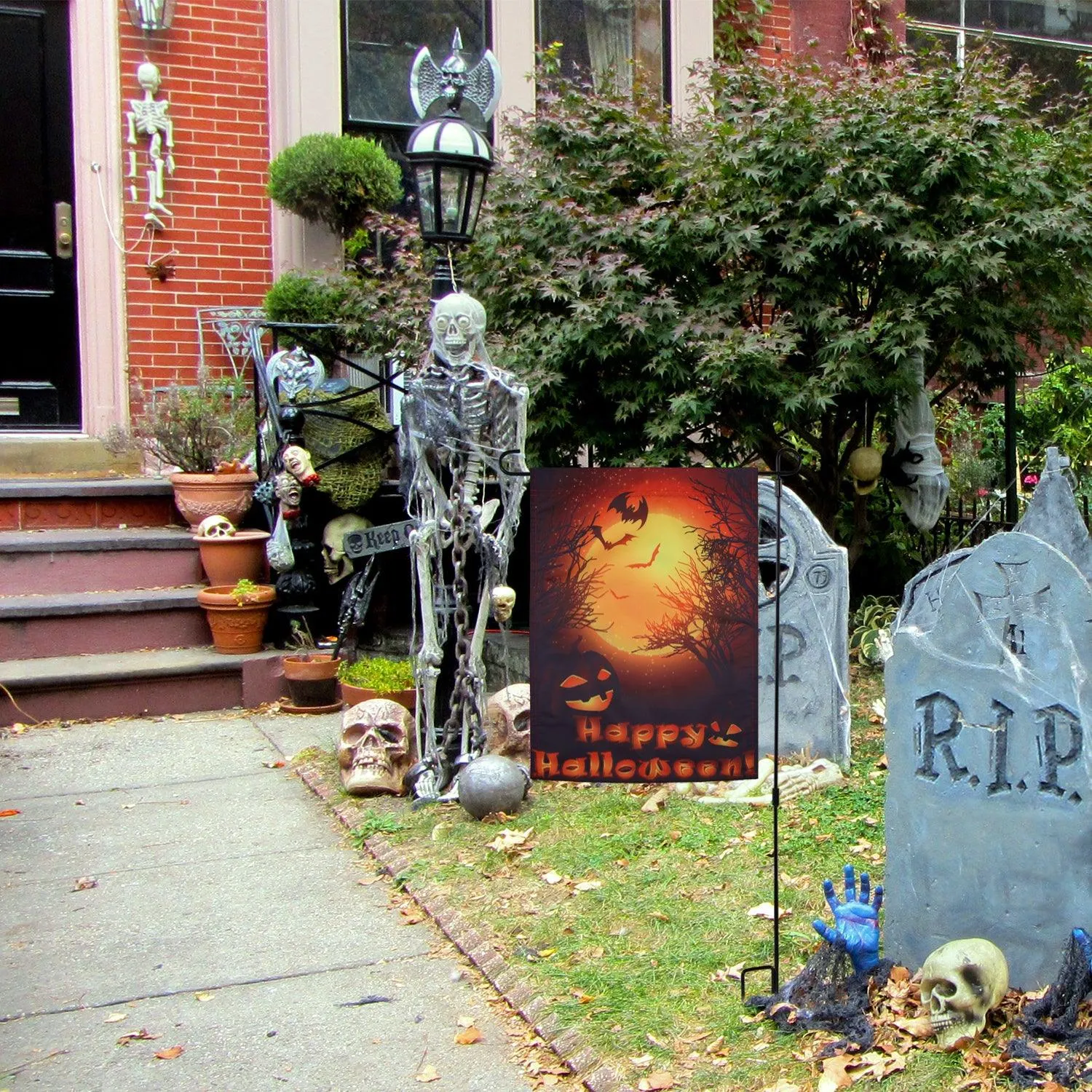 Jetlifee Halloween Full Moon Raven Garden Flag