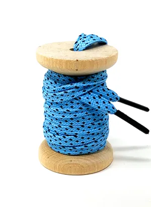 Light Blue & Black Flat Ticked Athletic Golf Laces