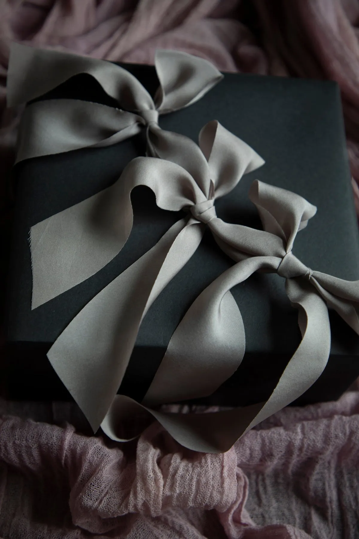 Lilac Gray Silk Ribbon