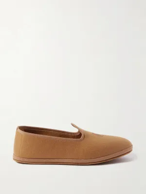Logo-embroidered cashmere slippers