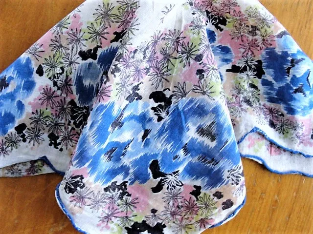 LOVELY Vintage Printed Hanky Handkerchief Hankie  Perfect To Frame or Give As Gift Collectible Printed Hankies