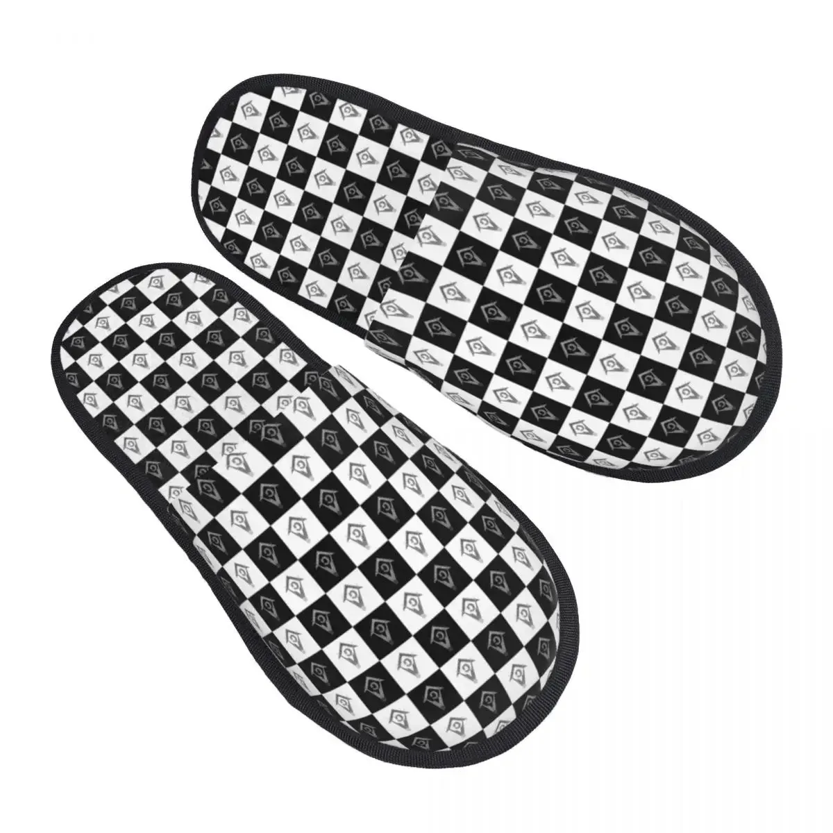 Master Mason Blue Lodge Slipper - Checkered Pattern Square & Compass G
