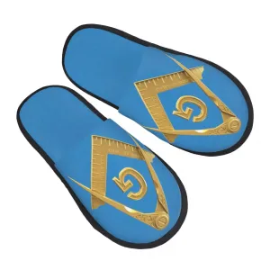 Master Mason Blue Lodge Slipper - Light Blue with Golden Square & Compass G