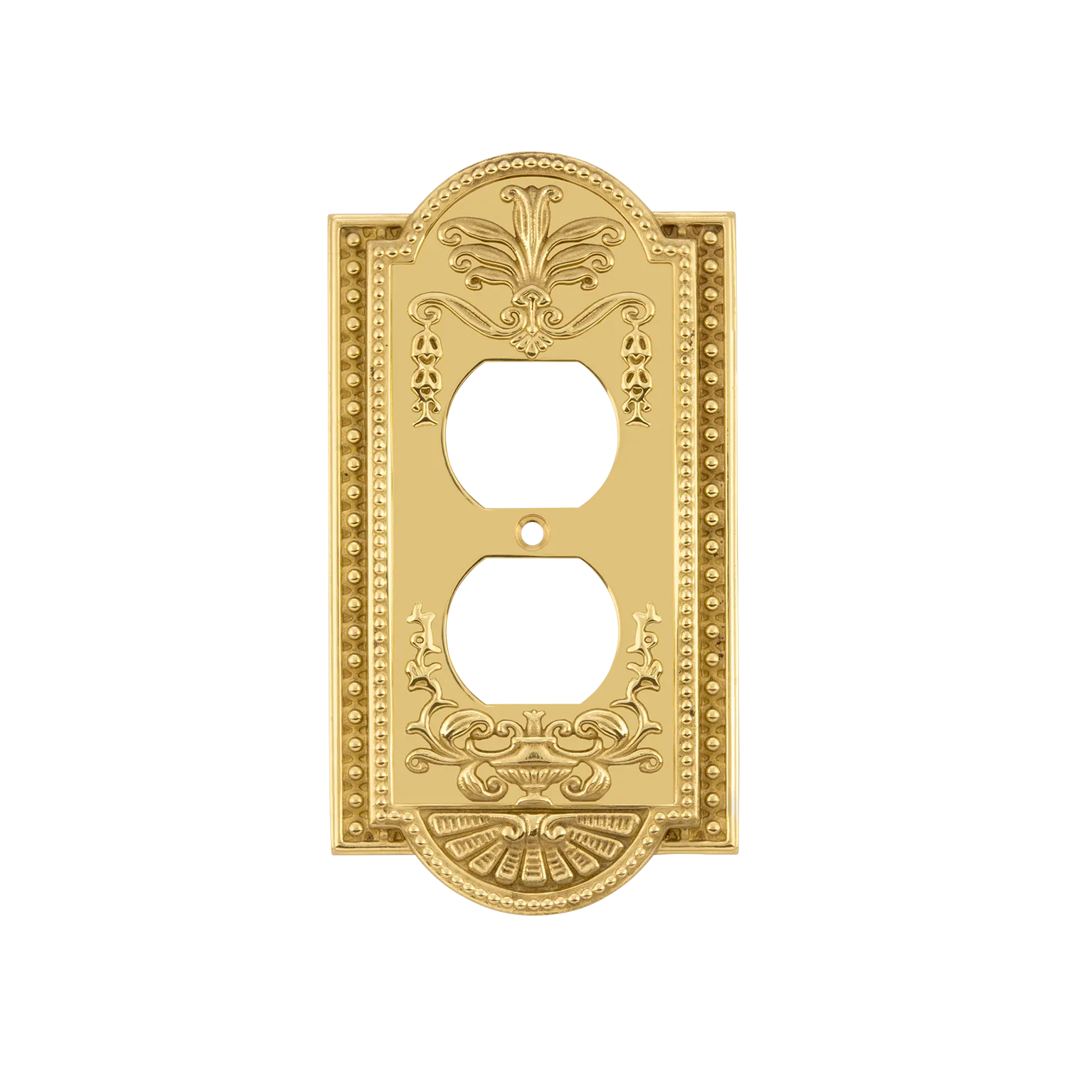 Meadows Switch Plate with Outlet in Polished Brass