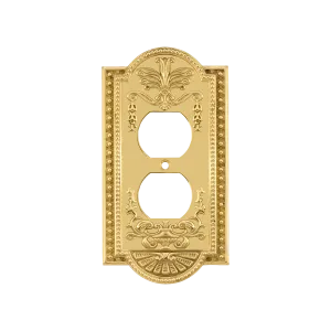 Meadows Switch Plate with Outlet in Polished Brass