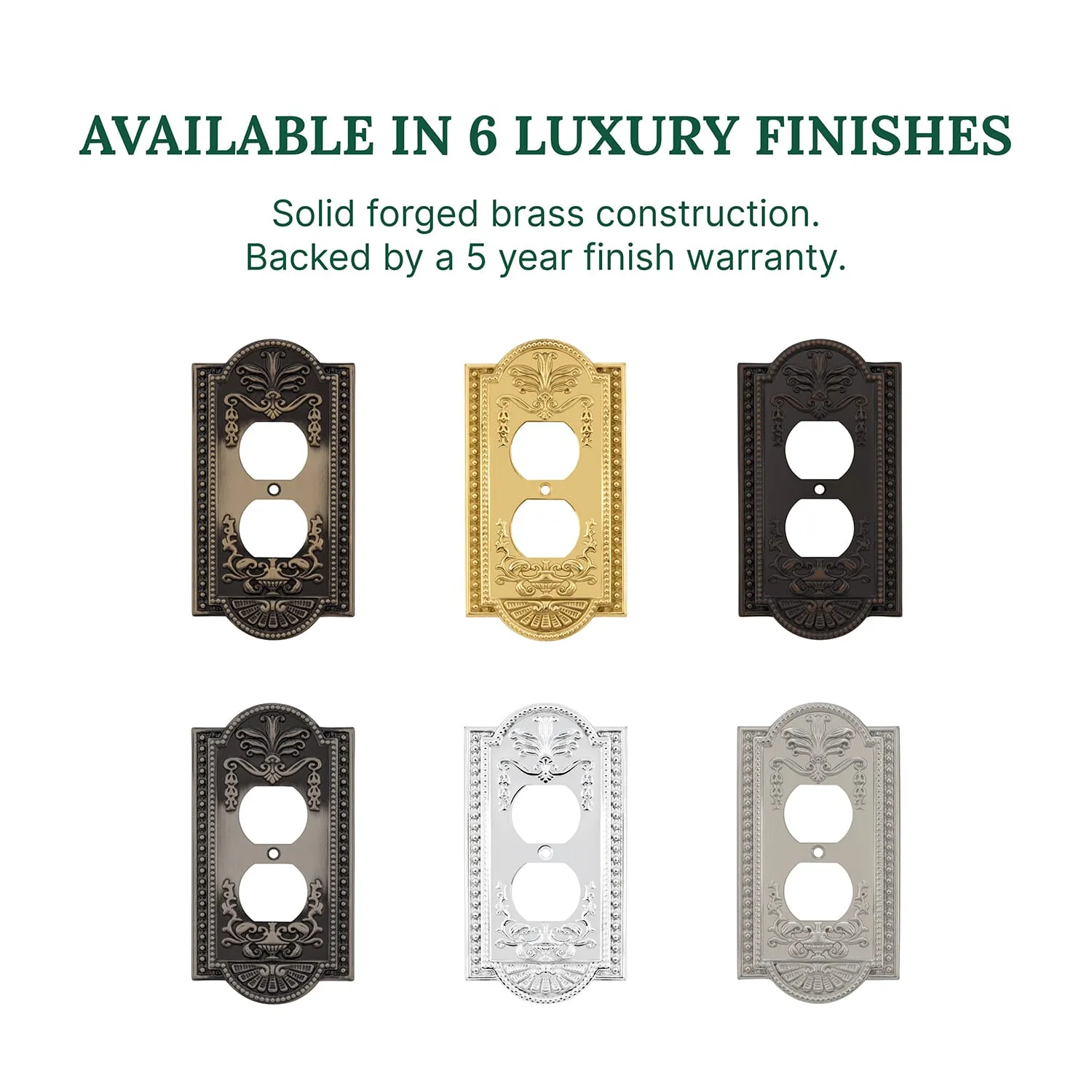 Meadows Switch Plate with Outlet in Polished Brass