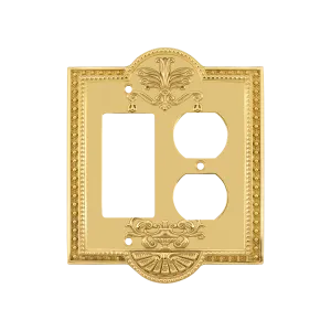 Meadows Switch Plate with Rocker and Outlet in Polished Brass