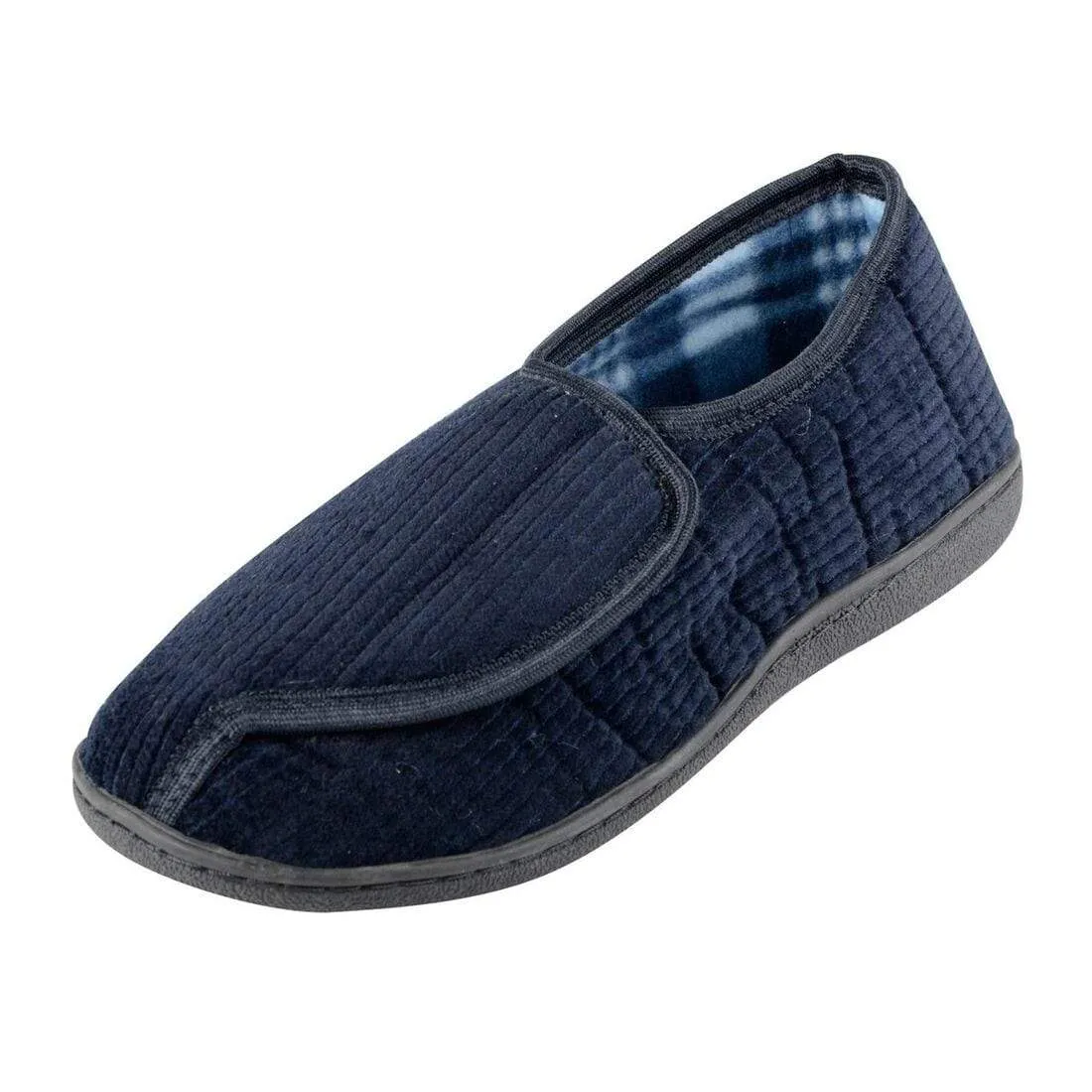 Mens Hook & Loop Fastening Redmond Slippers Non Slip Soles