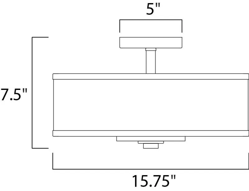 Metro 15.75" 3 Light Semi-Flush Mount in Polished Chrome