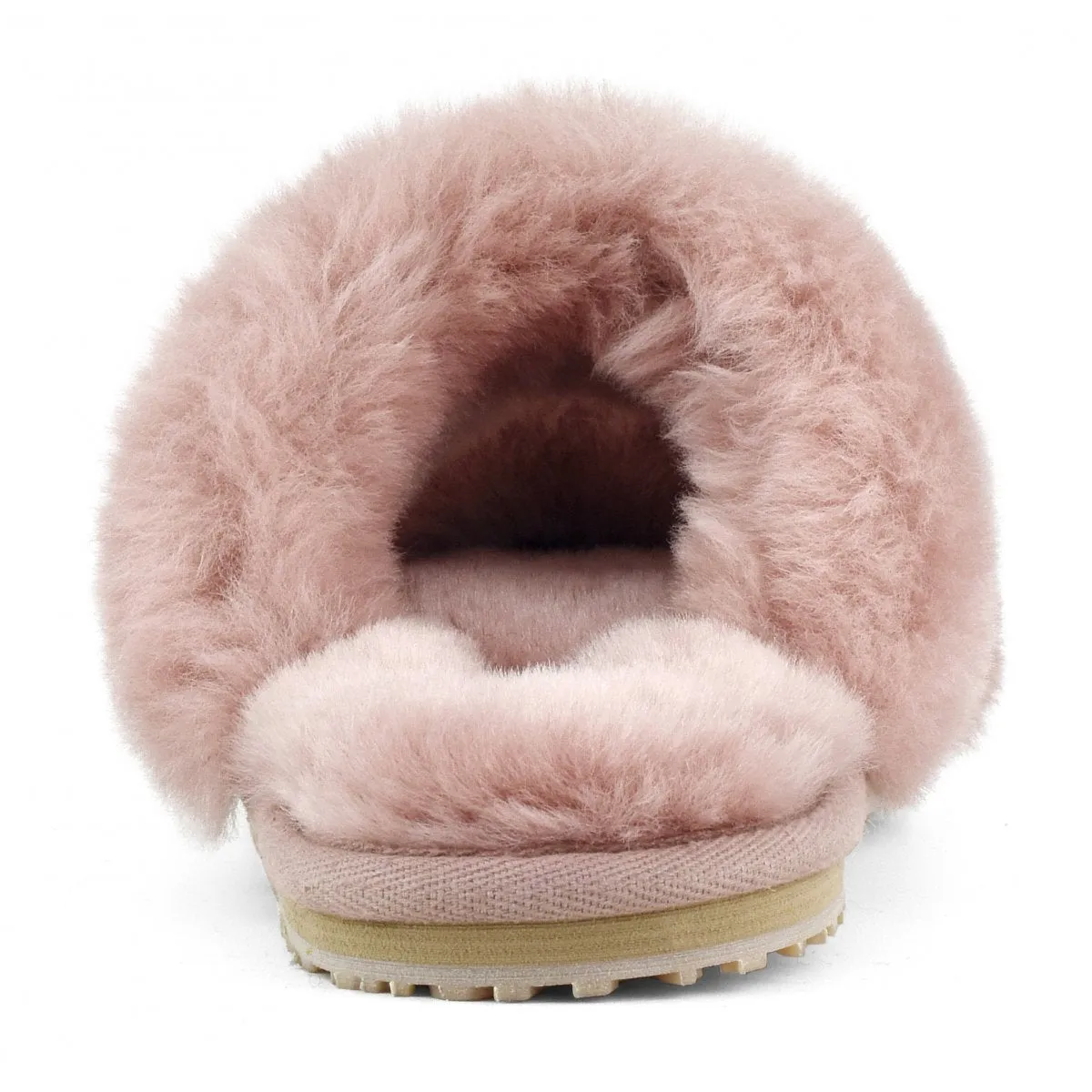 MOU - 2-Stripes Sheepskin Fur Slipper in Antic Rose