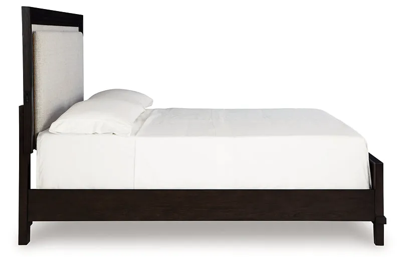 Neymorton Queen Upholstered Panel Bed with Dresser