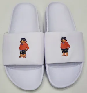 Nwt Polo Ralph Lauren White Beach Bear Teddy Bear Slides w/o Box