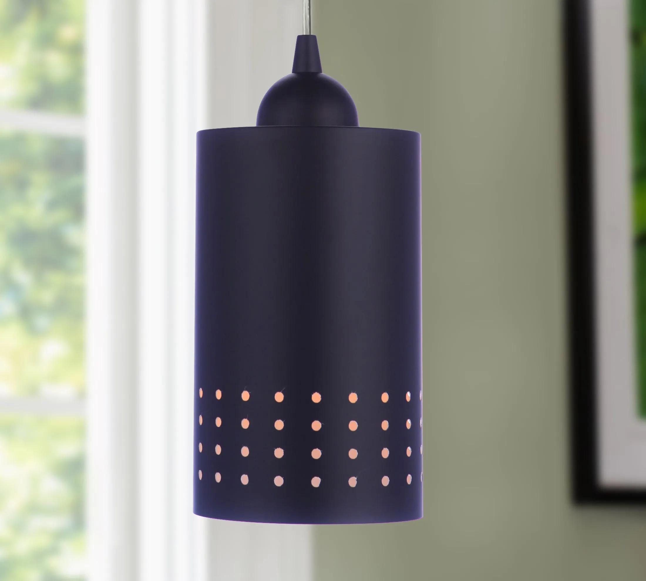 Open Box Decorative Matte Black Metal Cylinder Shade Instant Pendant Recessed Can Conversion Kit