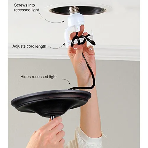 Open Box Decorative Matte Black Metal Cylinder Shade Instant Pendant Recessed Can Conversion Kit