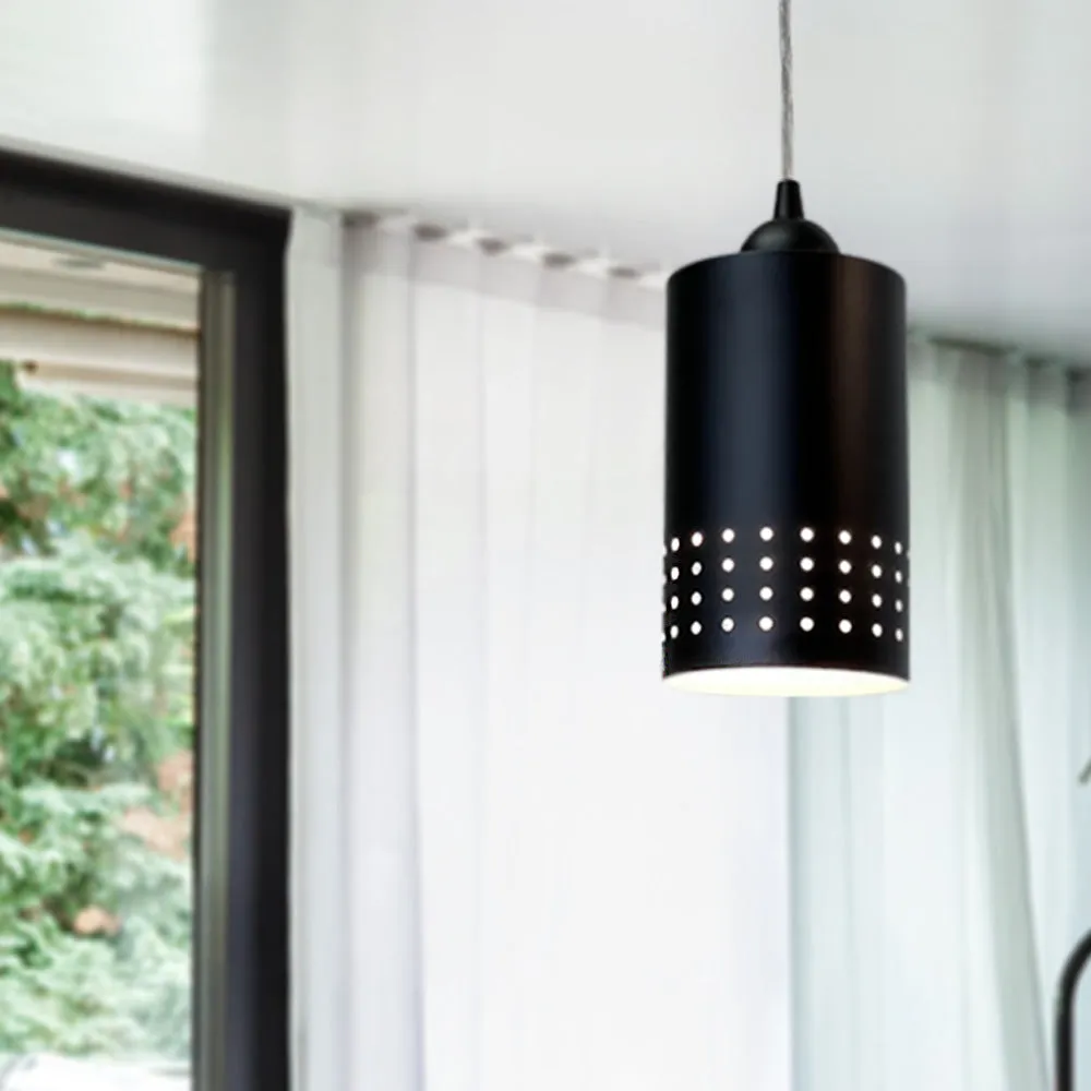 Open Box Decorative Matte Black Metal Cylinder Shade Instant Pendant Recessed Can Conversion Kit