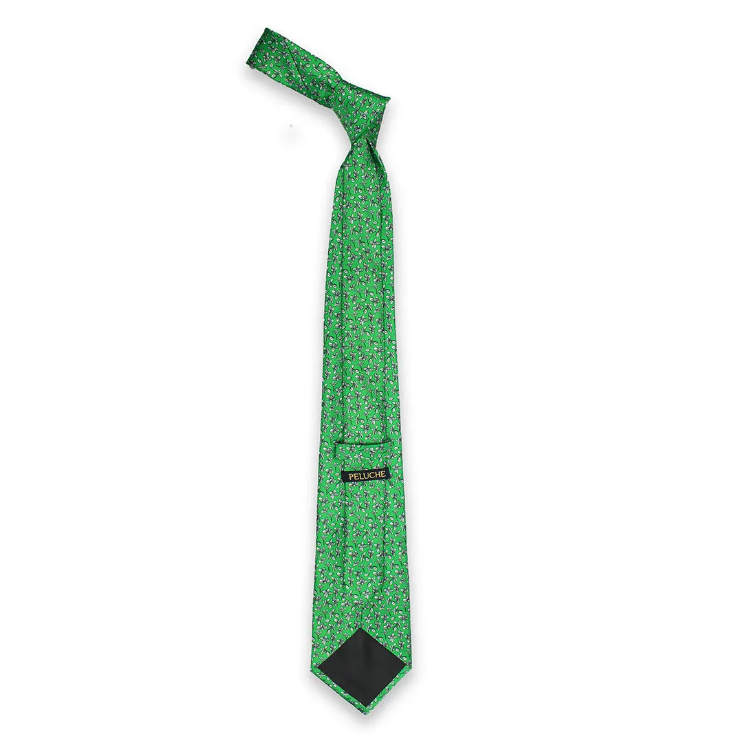 Peluche Emerald Foliage Green Broad Neck Tie & Pocket Square Set for Men
