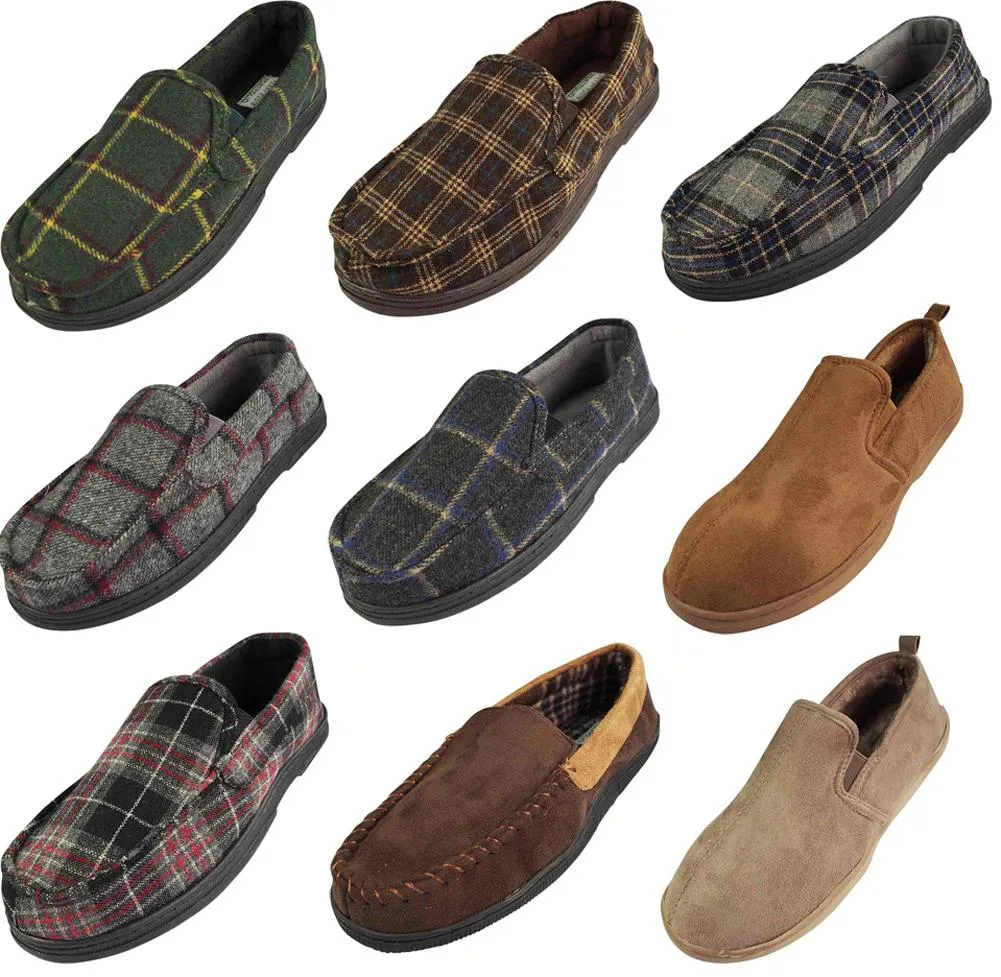 Perry Ellis Portfolio Mens Moccasin & Twin Gore Slippers - 9 Colors / Styles, 40033