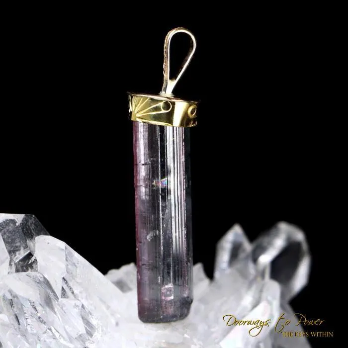Pink & Blue Tourmaline Light Language Pendant 14k