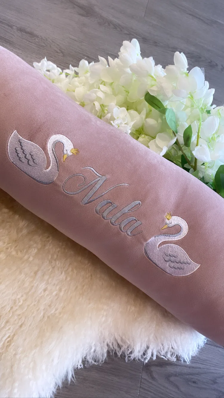 Pink personalised bolster cushion