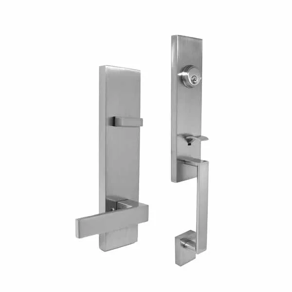 Premium Square Contemporary Design Handleset w/ Lever - Satin Silver - SC1 - Optional Handing