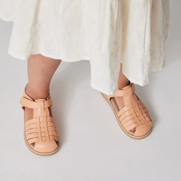Pretty Brave Frankie Closed Toe Leather Sandal Coral 29-31