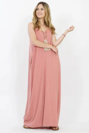 Pretty in Pink Pocketed Maxi Dress