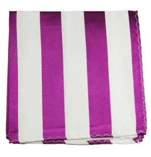 Purple and White Striped Silk Pocket Square