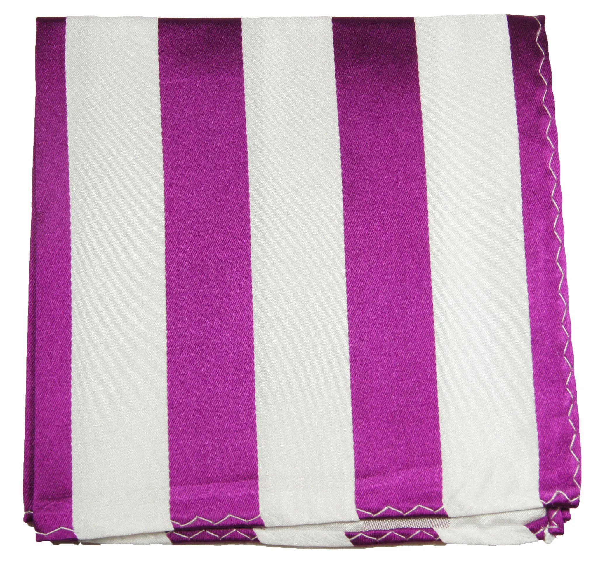 Purple and White Striped Silk Pocket Square