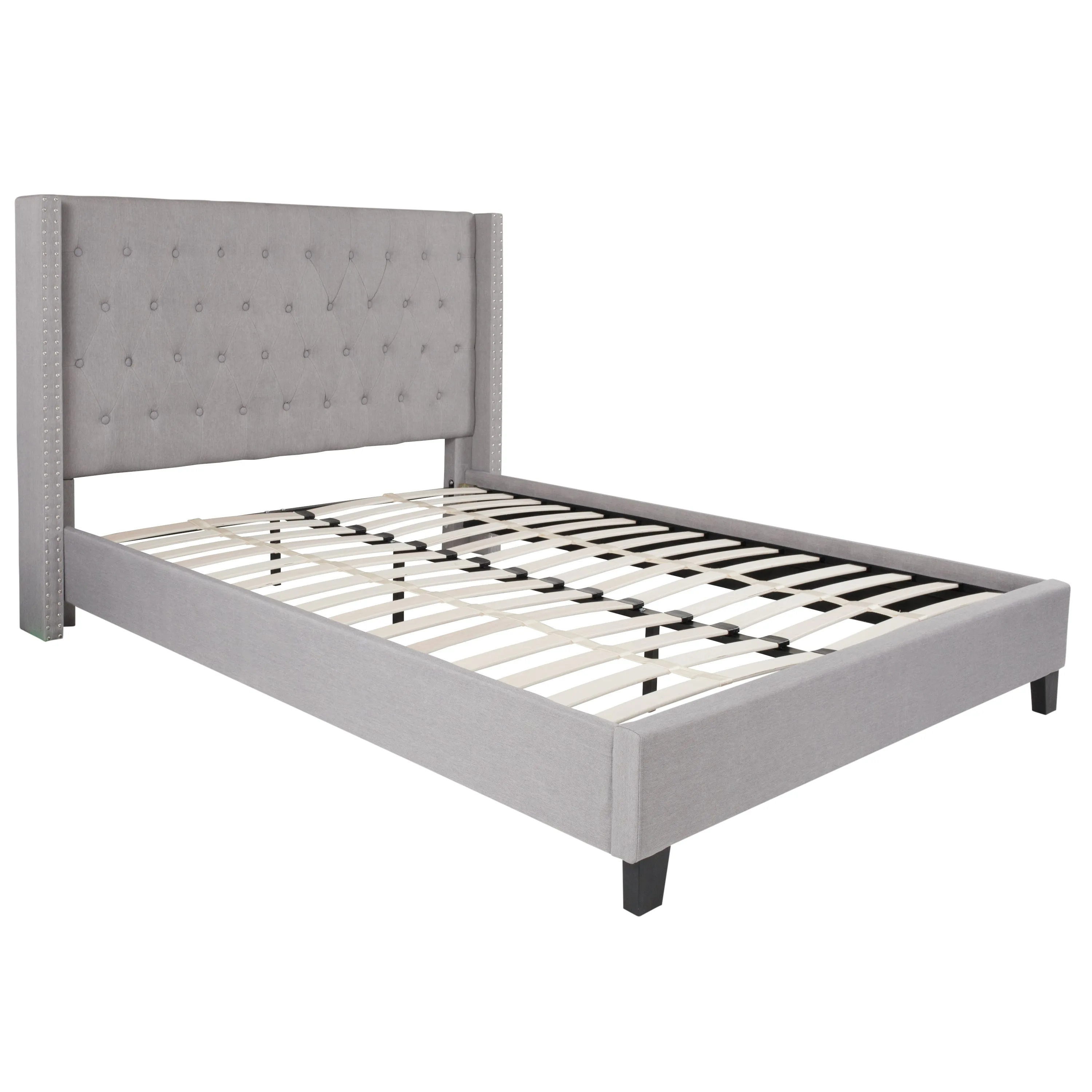 Queen Platform Bed Set-Gray HG-BM10-43-GG