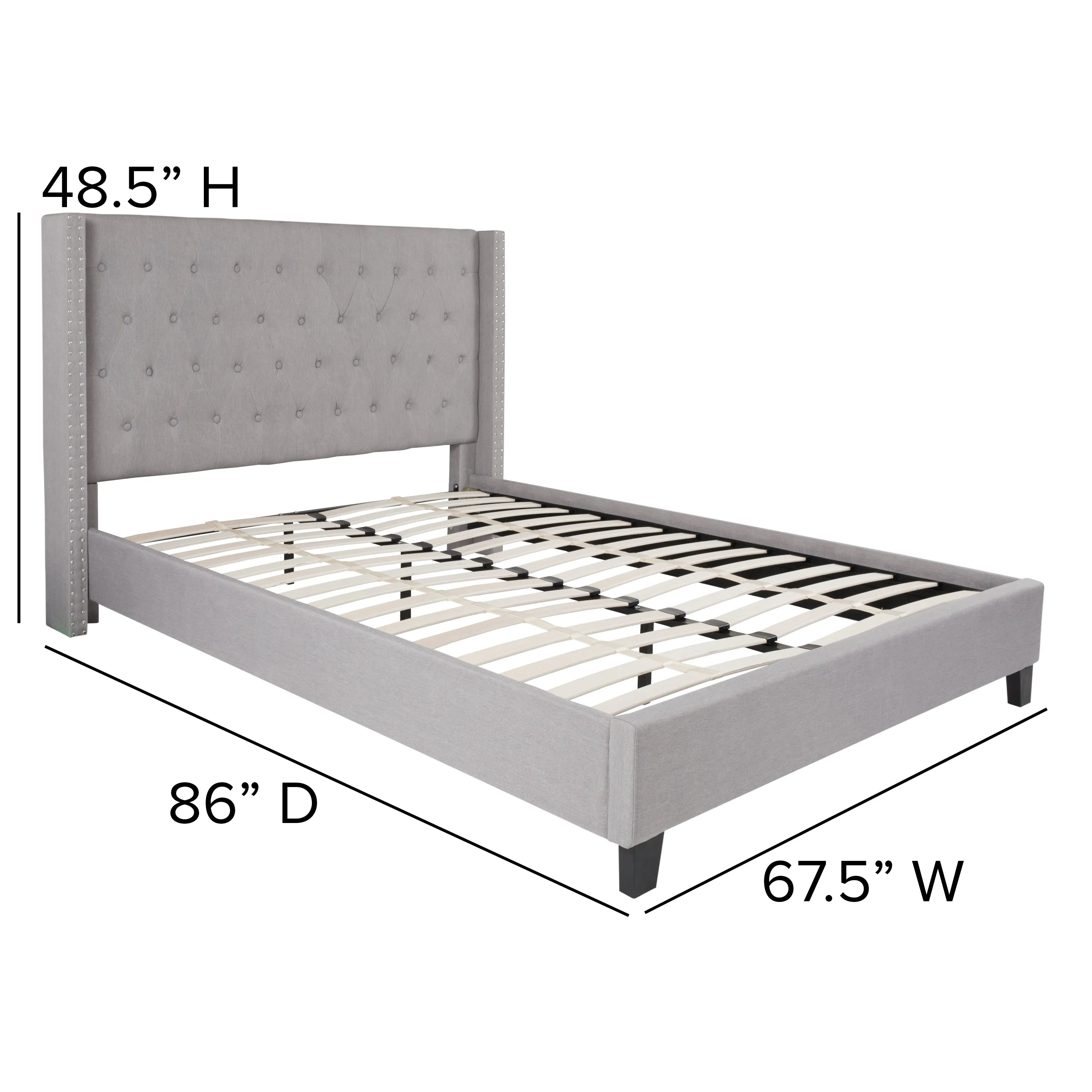 Queen Platform Bed Set-Gray HG-BM10-43-GG