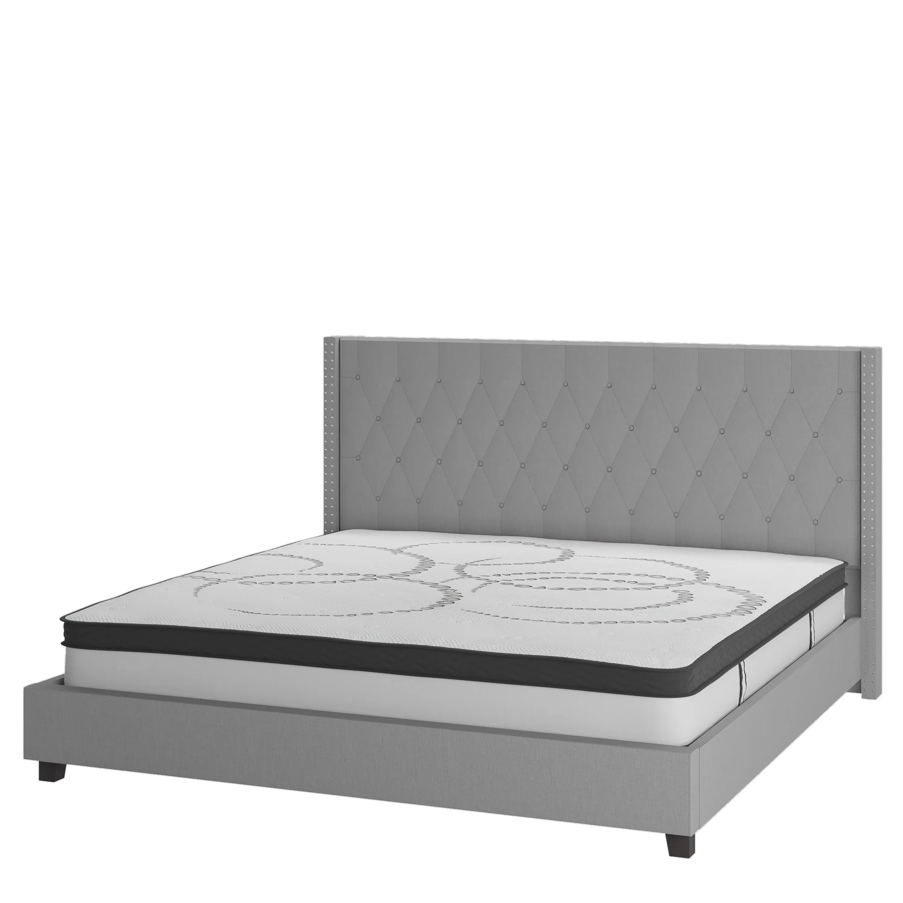 Queen Platform Bed Set-Gray HG-BM10-43-GG
