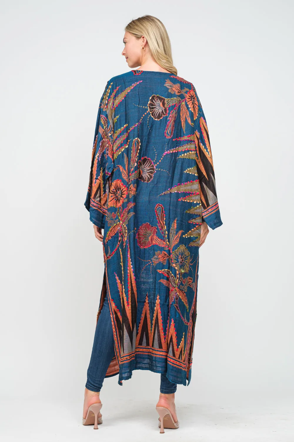 RAJ MEGHAN SAPPHIRE THICK STITCH EMBROIDERED DUSTER
