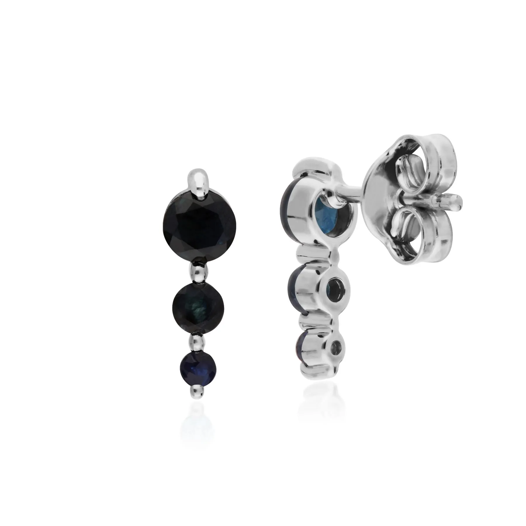 Saphir Drei Stein Tropfen Ohrringe in Sterling Silber