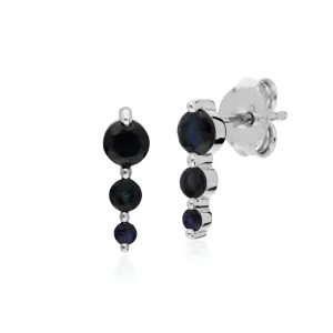 Saphir Drei Stein Tropfen Ohrringe in Sterling Silber