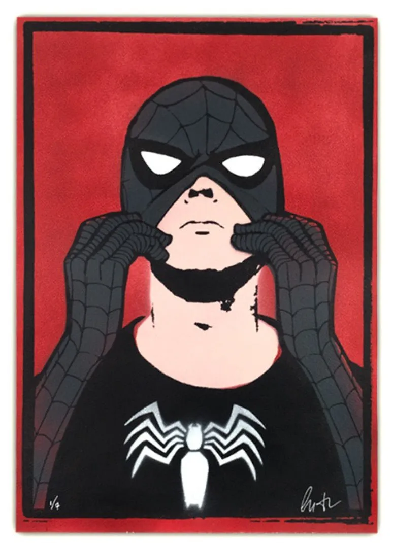 Spider Andy Black Suit HPM Stencil Silkscreen Print by Copyright