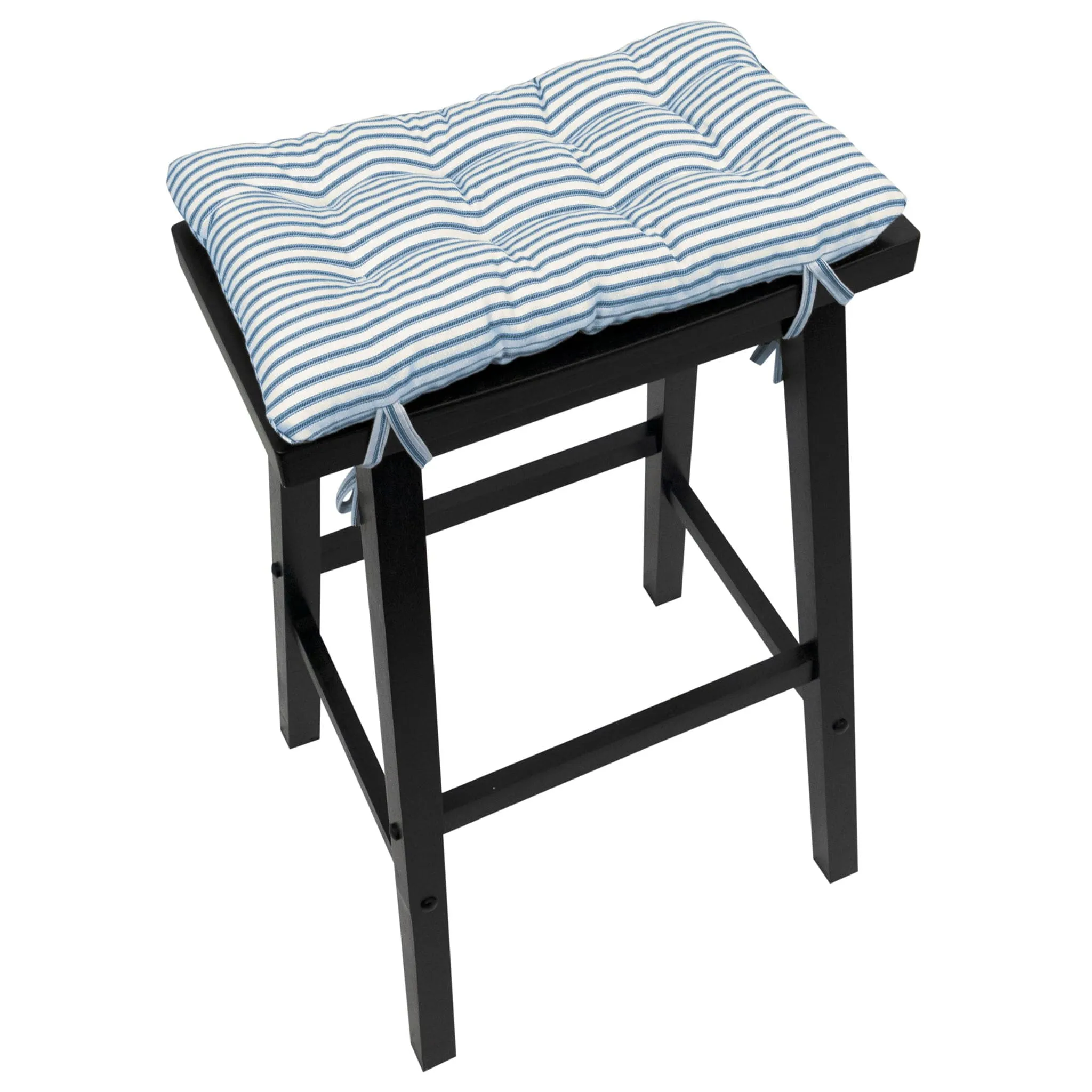 Ticking Stripe Navy Blue Saddle Stool Cushions - Gaucho Stool - Satori Seat Cushions