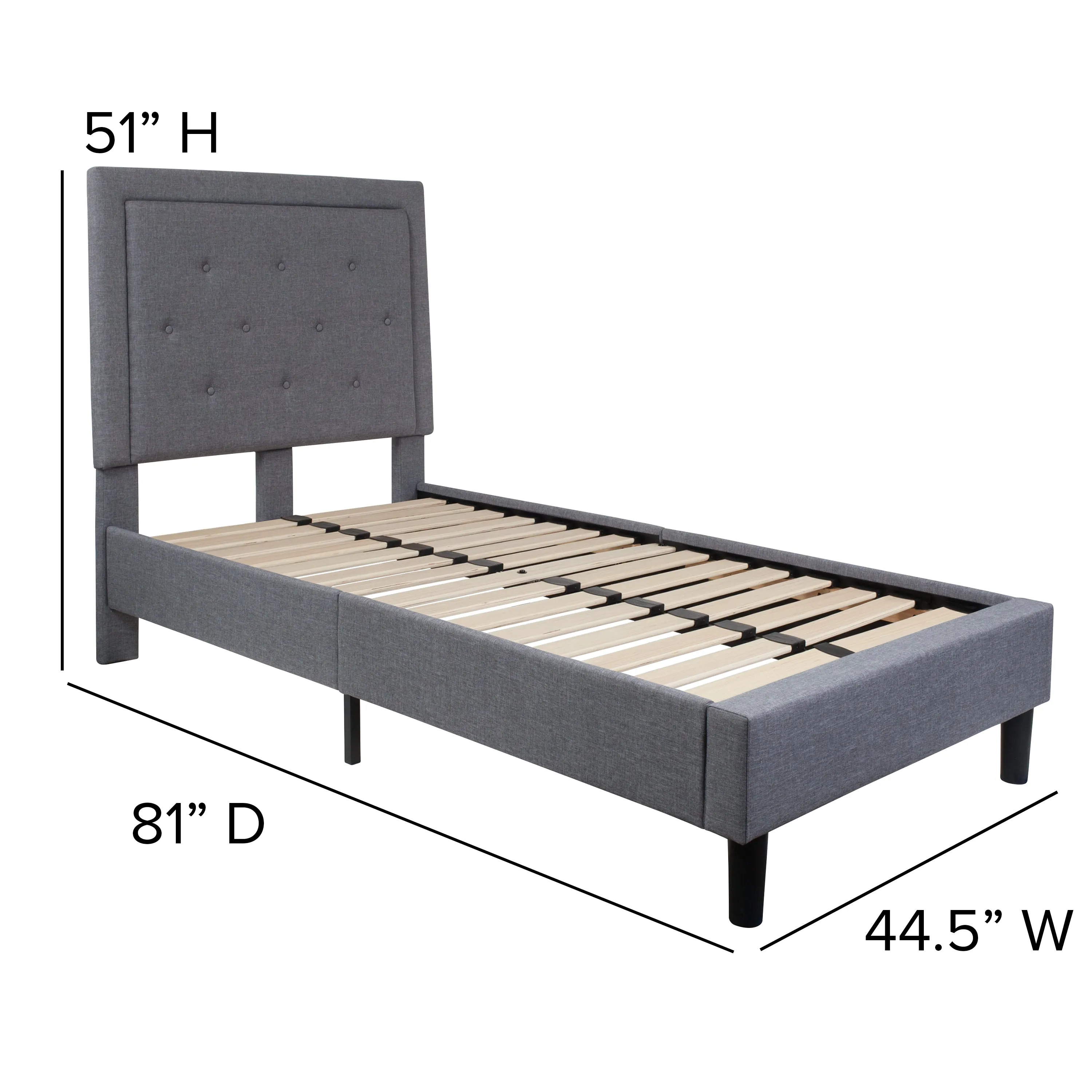 Twin Platform Bed Set-Gray SL-BM10-25-GG
