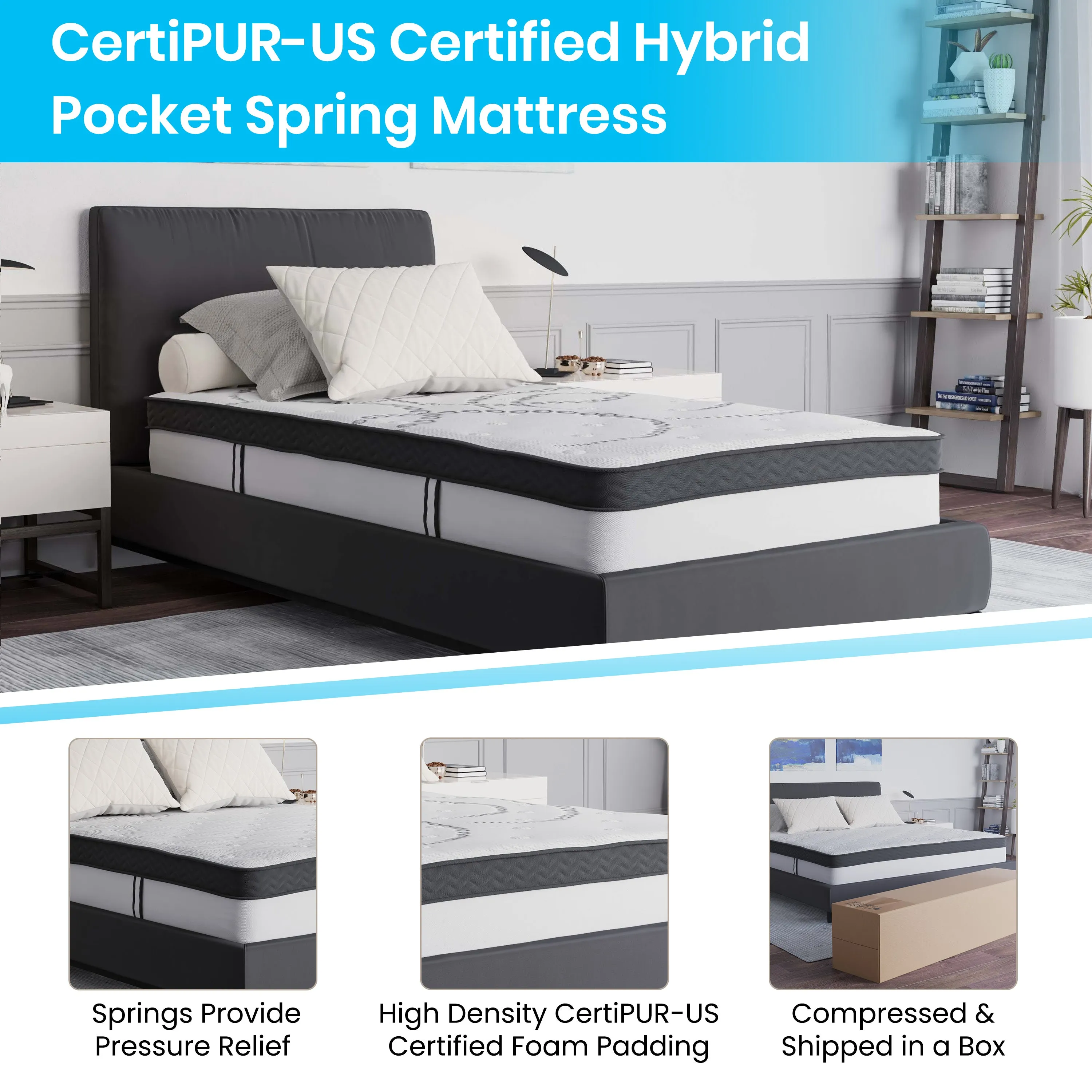 Twin Platform Bed Set-Gray SL-BM10-25-GG