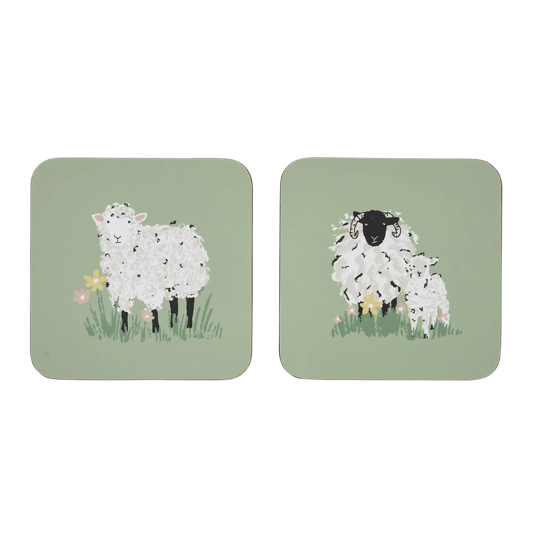 Ulster Weavers Woolly Sheep Coasters - 4 Pack One Size in Green