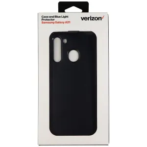 Verizon Rugged Case & Blue Light Screen Protector Bundle for Galaxy A21 - Black