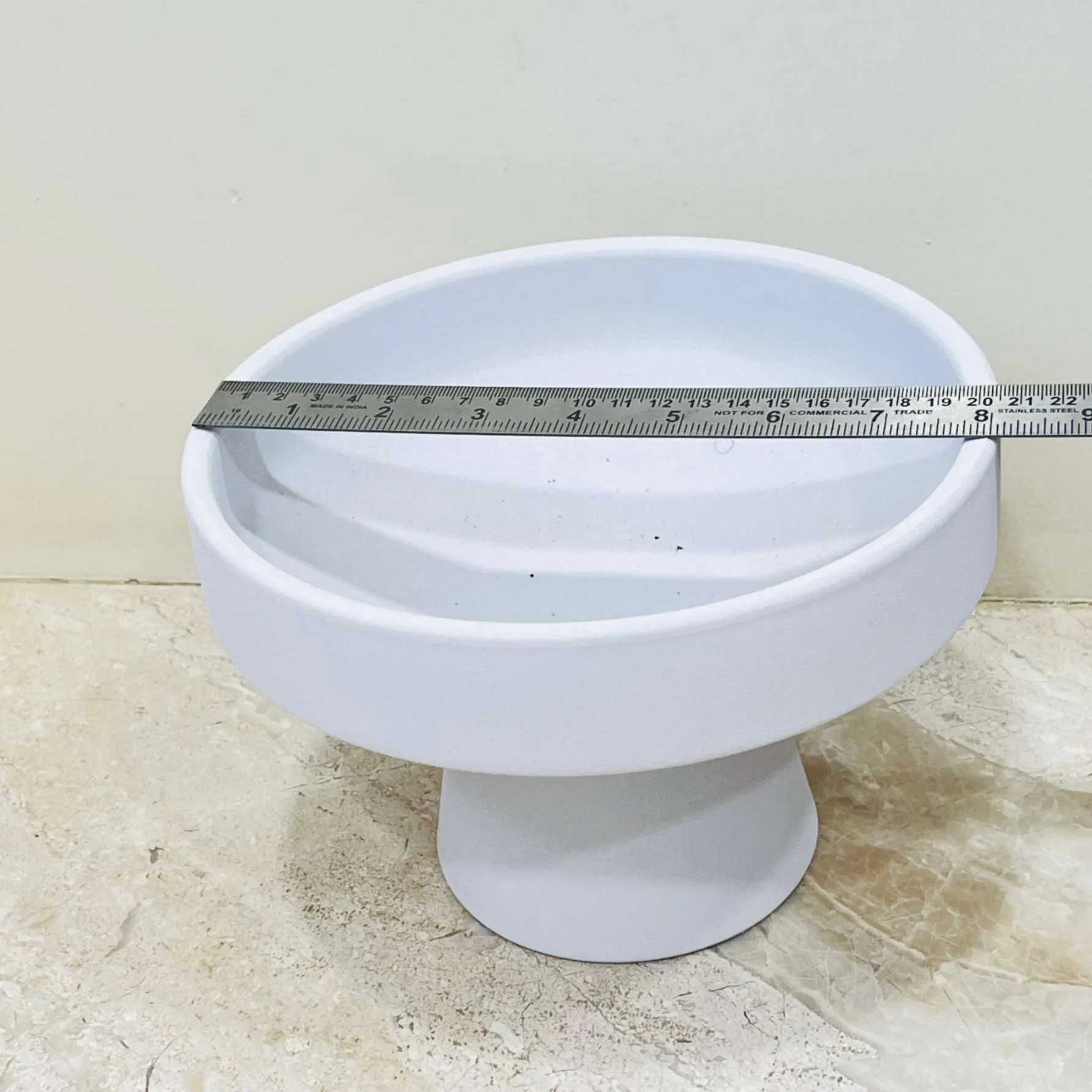 White Pedestal Bowl Ceramic Planter – Modern Decorative Pot