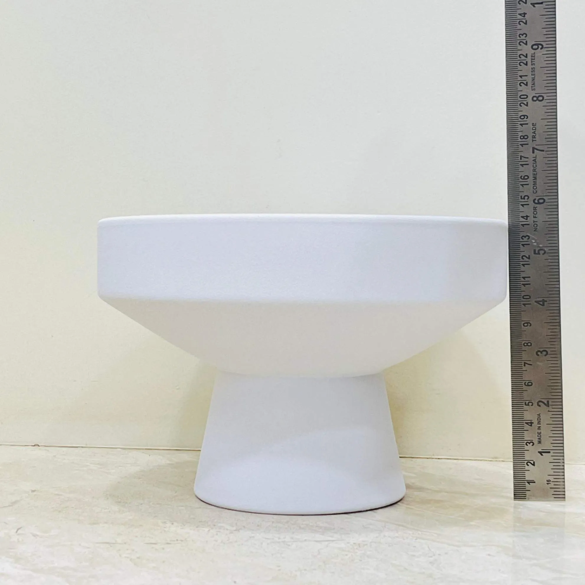 White Pedestal Bowl Ceramic Planter – Modern Decorative Pot