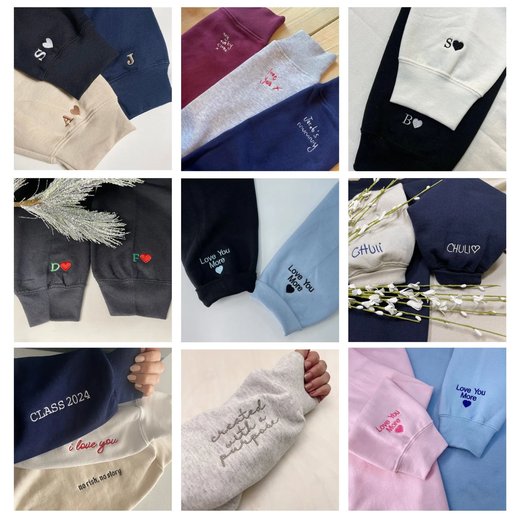 Wifey Hoodie Custom Text Embroidered with Day On Sleeve, Best Valentine Gift For Wife