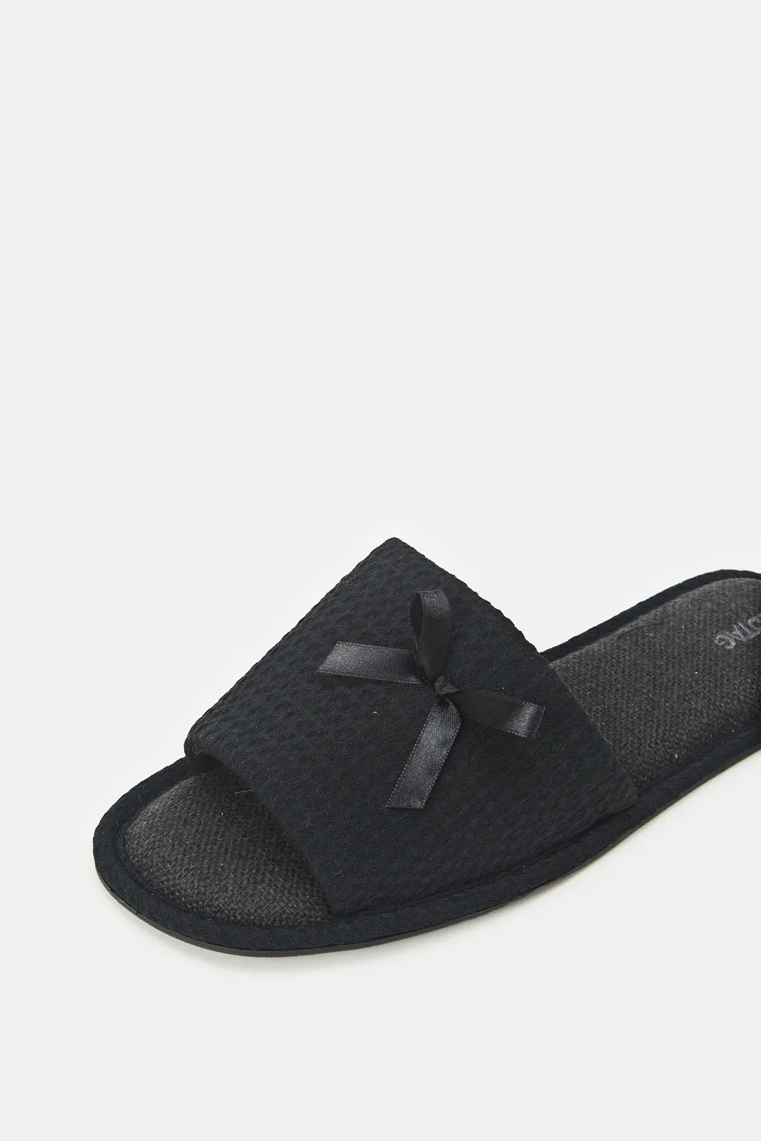 Women Black Waffle Slipper