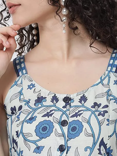 Women Blue Floral Printed Dress