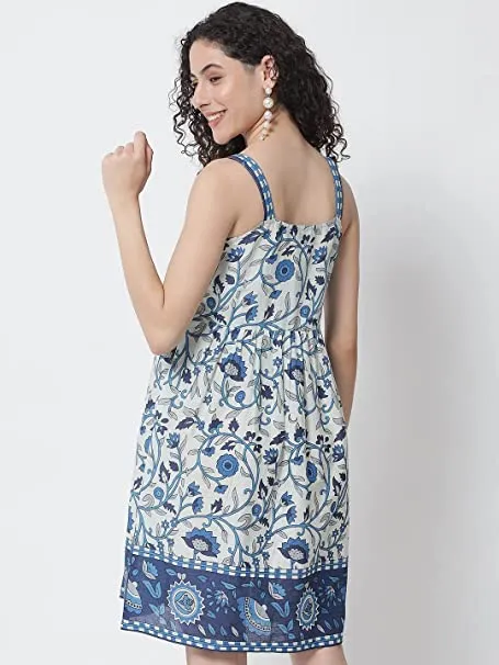 Women Blue Floral Printed Dress