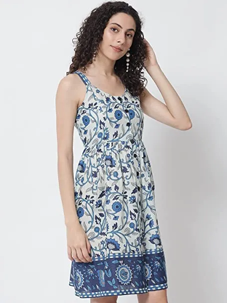 Women Blue Floral Printed Dress
