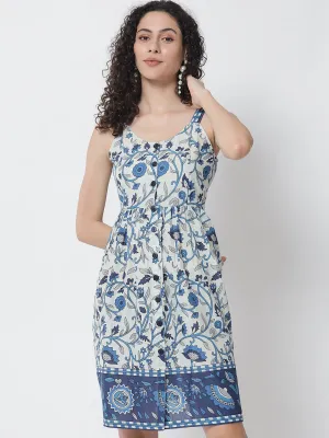 Women Blue Floral Printed Dress